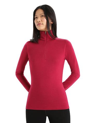 Cherry Women's Icebreaker Merino 260 Tech Long Sleeve Half Zip Thermal Top Base Layers | USA 1913SGLO